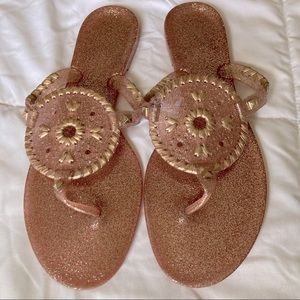 Jack Rogers jelly sandal in rose gold glitter